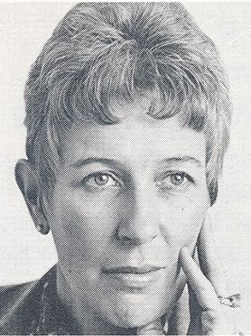 Black and white photo of Kathleen C. Morton, M.D. She is a white woman with a salt and pepper short pixie haircut.