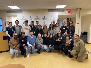 Large group of students smiling