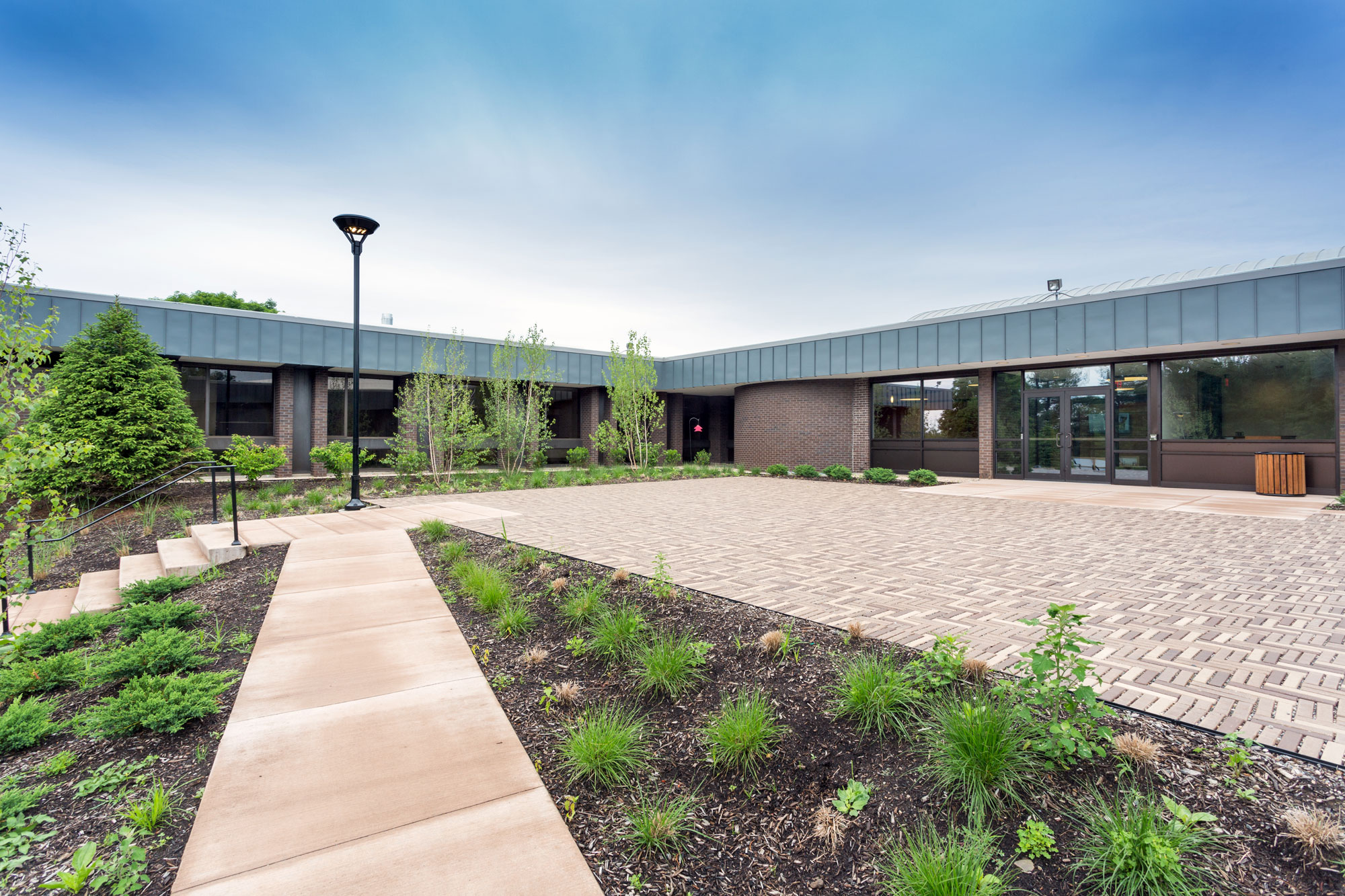 sidewalk paths in front of the basic sciences building