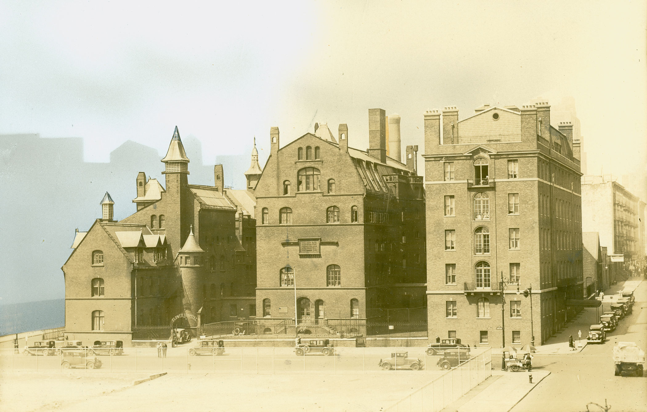 old photo of flower buildings