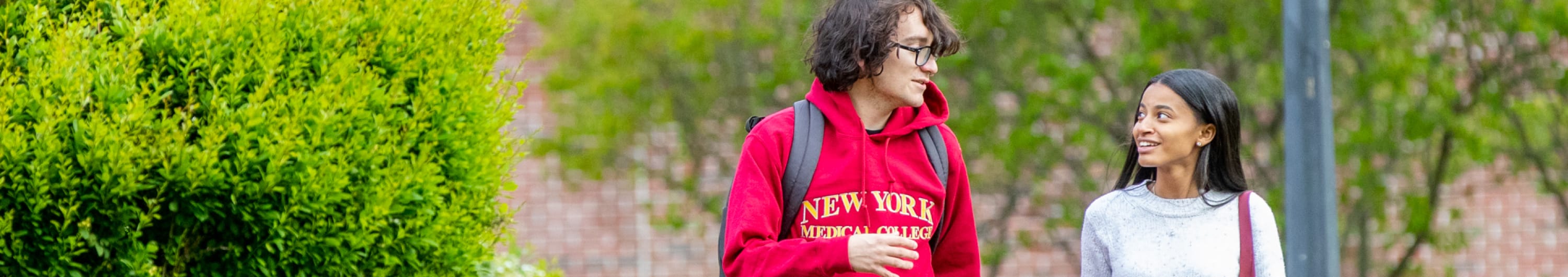 Public health students walking on campus